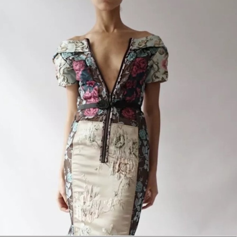 Pieced Brocade Dress Beguile Byron Lars Sz 4 - NWOT - Picture 8 of 13